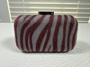 Kirna Zabete for Target Zebra Faux Fur Minaudiere Hard Box Clutch Chain Purse